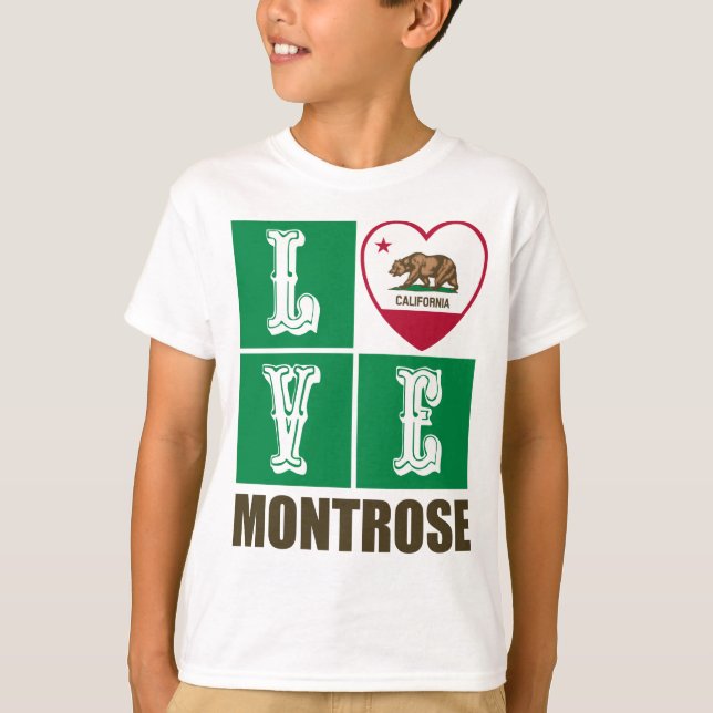 Camiseta Estado da Califórnia Flag Heart Montrose (Frente)