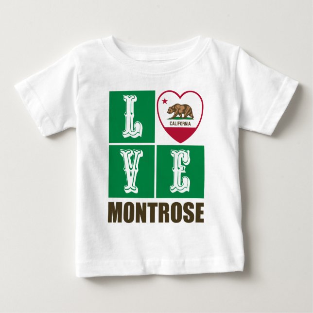 Camiseta Estado da Califórnia Flag Heart Montrose (Frente)