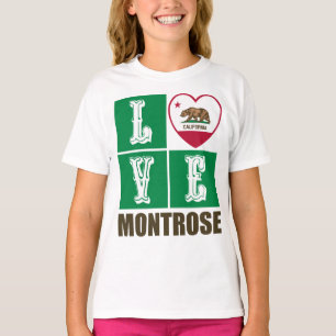 Camiseta Estado da Califórnia Flag Heart Montrose