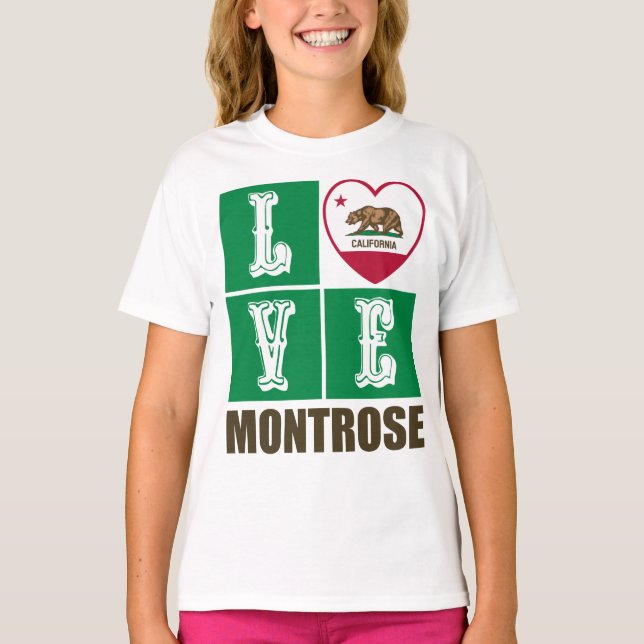 Camiseta Estado da Califórnia Flag Heart Montrose (Frente)