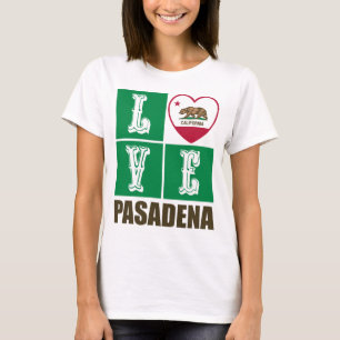 Camiseta Estado da Califórnia Flag Heart Pasadena