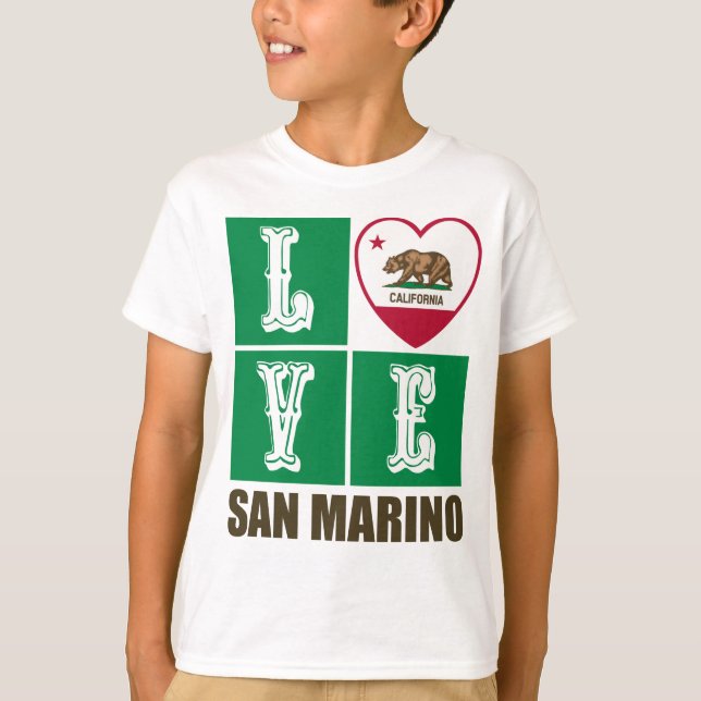 Camiseta Estado da Califórnia Flag Heart San Marino (Frente)