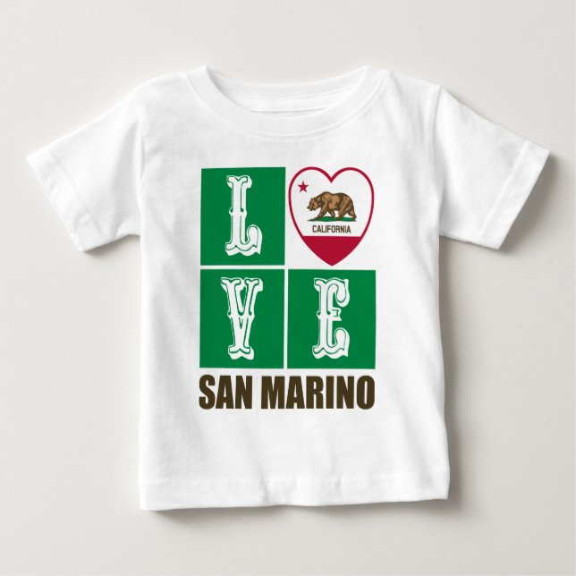 Camiseta Estado da Califórnia Flag Heart San Marino (Frente)