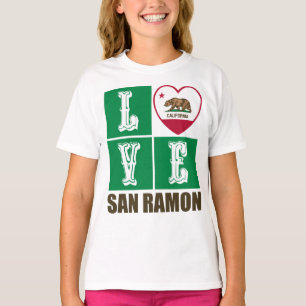 Camiseta Estado da Califórnia Flag Heart San Ramon