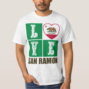 Camiseta Estado da Califórnia Flag Heart San Ramon