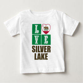 Camiseta Estado da Califórnia Flag Heart Silver Lake