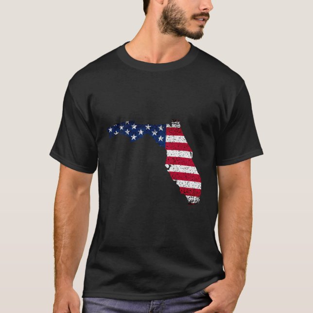 Camiseta Estado Da Flórida Bandeira Patriótica Dos Eua Para (Frente)