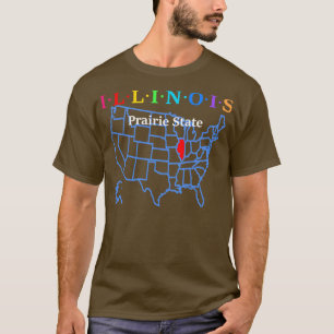 Camiseta Estado das Pradarias de Illinois nos EUA com Mapa