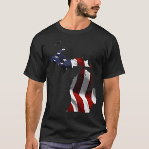 Camiseta Estado De Bandeira Americano Do Michigan