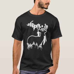 Camiseta Estado de Caça a Elk de Michigan Mapa do Bandeira 