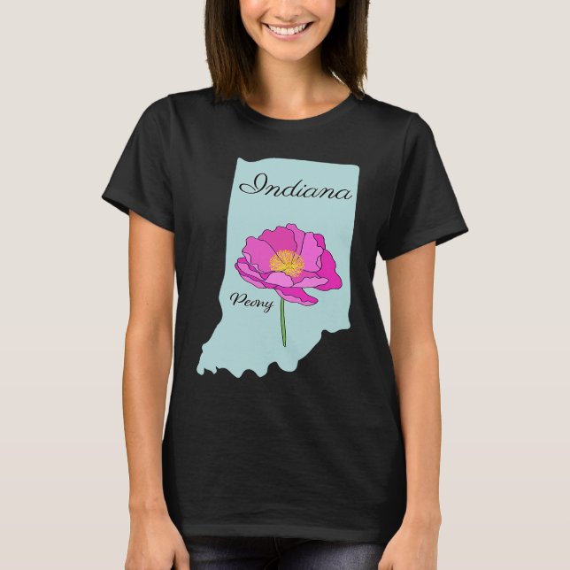 Camiseta Estado de Indiana Flower Peony (Frente)
