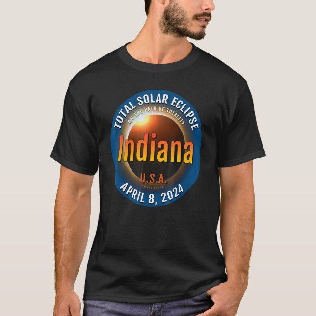 Camiseta Estado de Indiana IN Eclipse Solar Total 2024  3  (Frente)