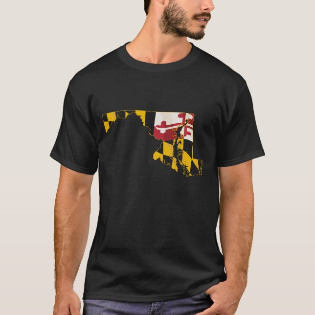 Camiseta Estado de Maryland com bandeira de Maryland incorp (Frente)