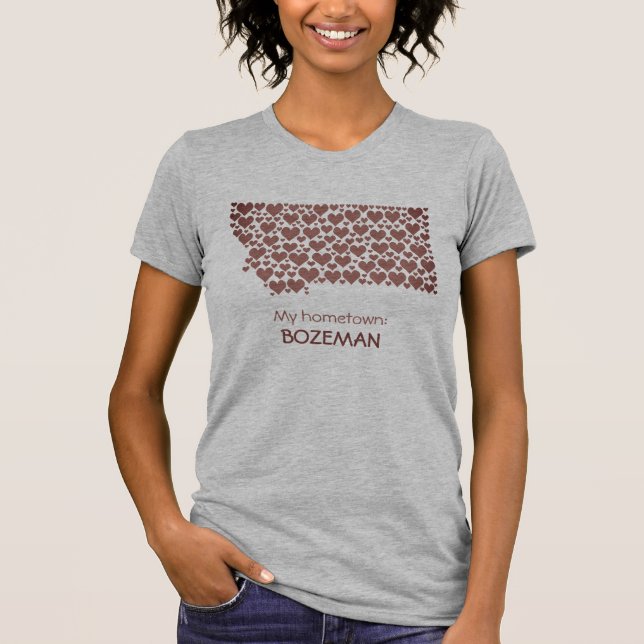 Camiseta Estado de Montana Silhouette Hearts & Hometown (Frente)