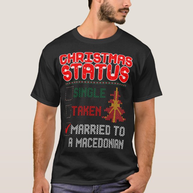 Camiseta Estado de Natal Casado com Doador Feio macedônio (Frente)