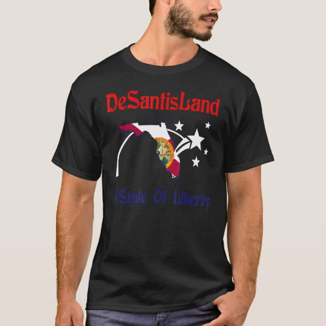 Camiseta Estado Desantisland Da Liberdade, Flórida Mapa Fl  (Frente)