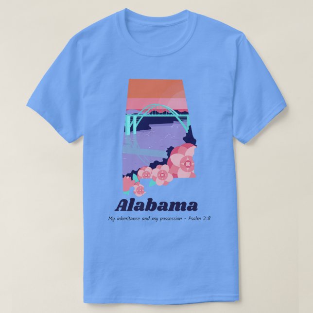Camiseta Estado do Alabama Psalm 28 My Inheritance e p (Frente do Design)