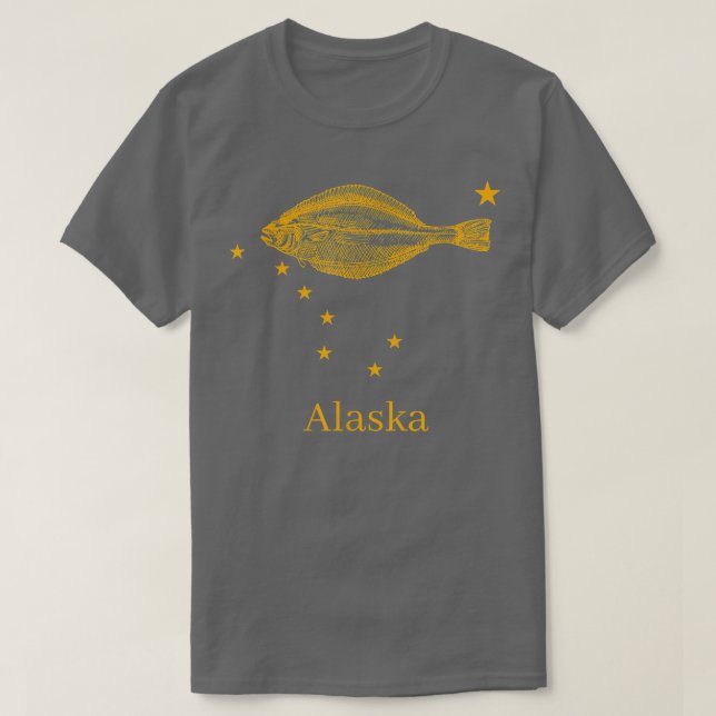 Camiseta Estado do Alasca - Pesca Halibut  (Frente do Design)