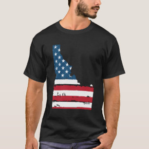 Camiseta Estado Do Idaho Bandeira Patriótica Dos Eua Para M