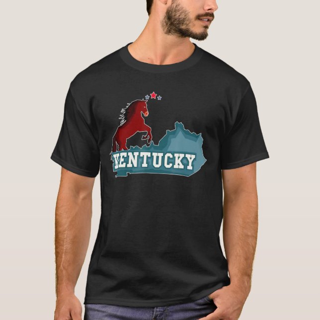 Camiseta Estado do Mapa do Cavalo do Kentucky (Frente)