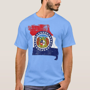 Camiseta Estado do Missouri Bandeira Desbotada do Missouri