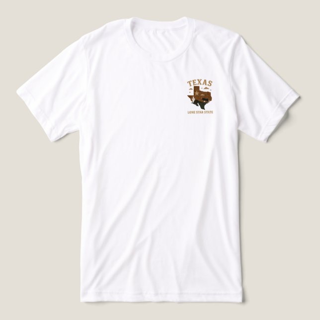 Camiseta Estado do Texas Lone Star - Um tributo à independê (Design frontal)