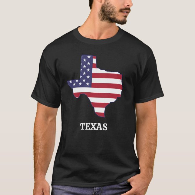 Camiseta Estado do TEXAS Red White Blue USA Flag (Frente)