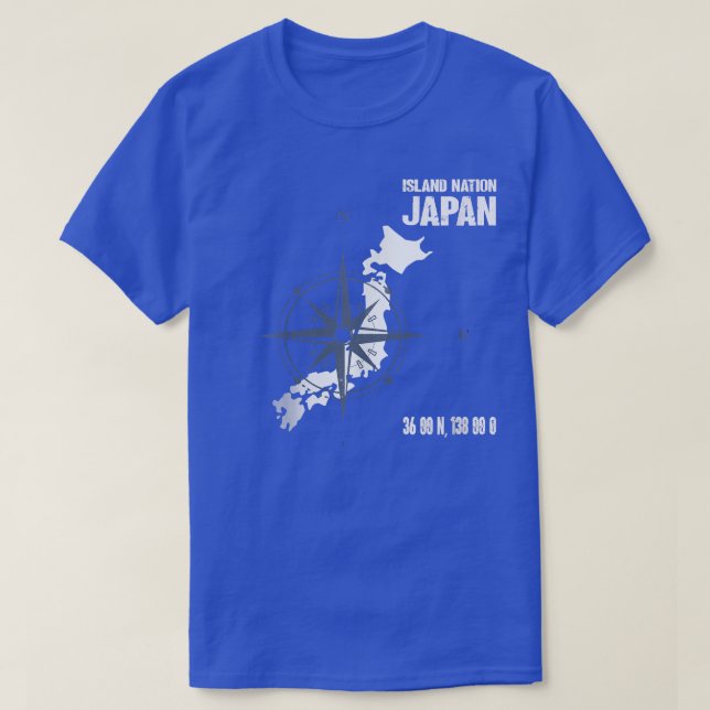 Camiseta Estado Insular do Japão com Mapa e Bússola (Frente do Design)