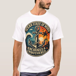 Camiseta Estado Oceânico de Espírito Âncora Vintage Onda do