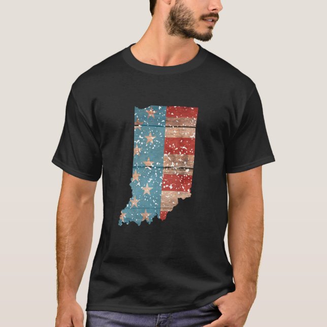Camiseta Estado Patriótico dos EUA Bandeira para Mulheres H (Frente)
