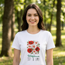Camiseta Estado Selvagem Floral Vermelho Branco Papoula
