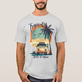 Camiseta Estado tropical da mente Retro Beach