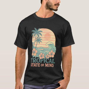 Camiseta Estado Tropical de Espírito Flor de Hibisco Palmei