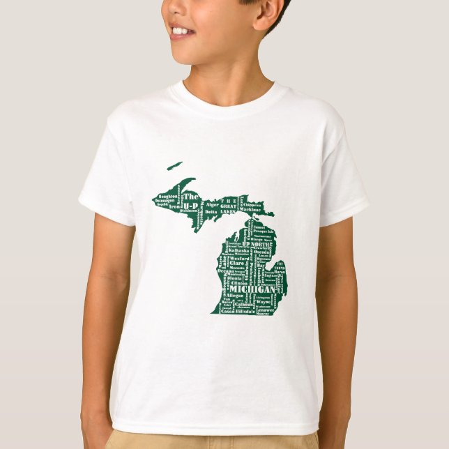 Camiseta Estado Verde das Cidades de Michigan (Frente)