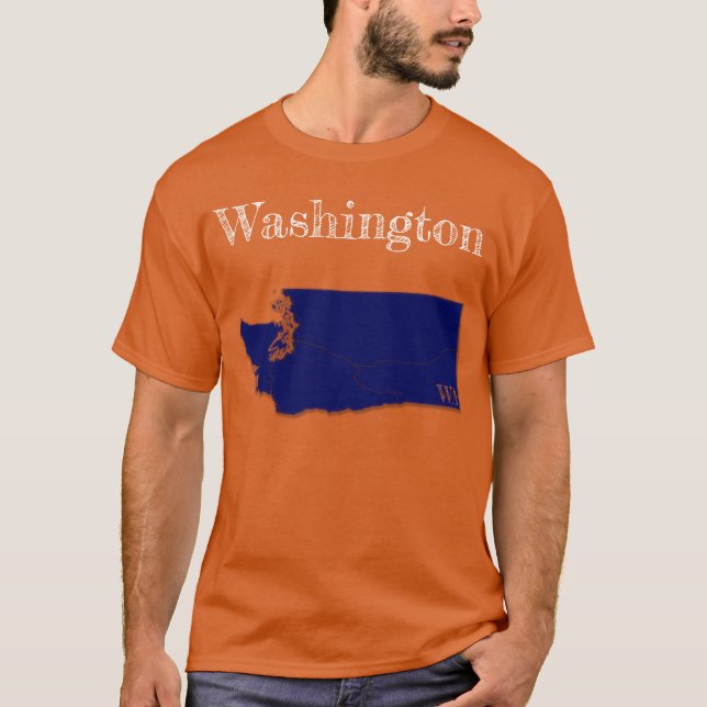 Camiseta Estados de Washington [Design Azul Marinho] (Frente)