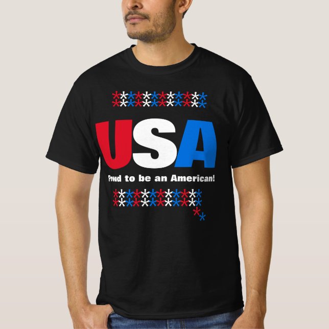Camiseta Estados Unidos 50 Estrelas de Azul Branco Vermelho (Frente)