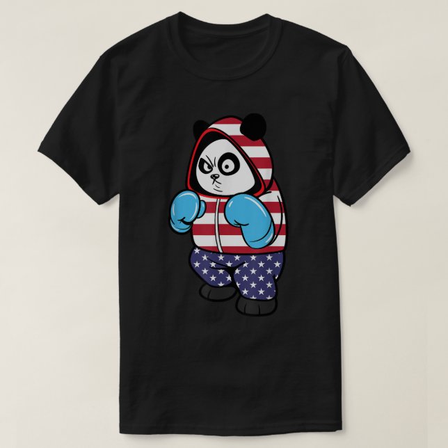 Camiseta Estados Unidos Boxing Panda Bear (Frente do Design)