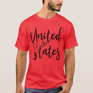 Camiseta Estados Unidos Coração Amor EUA Feminino