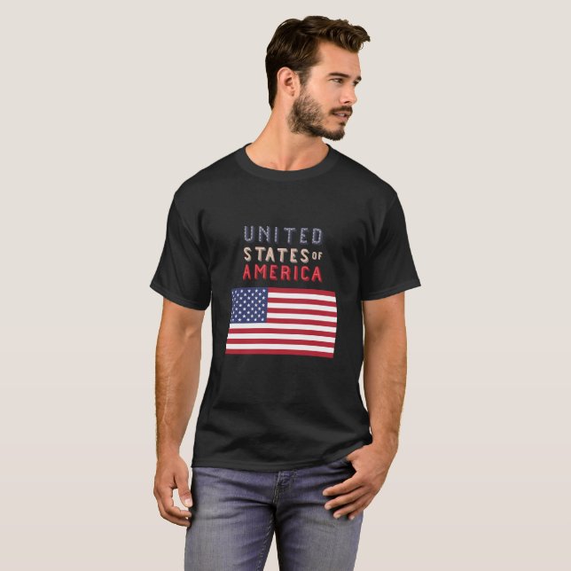 Camiseta Estados Unidos da América com bandeira (Frente Completa)