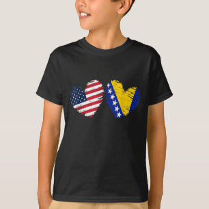 Camiseta Estados Unidos da América Flag Heart Bosnian Amer
