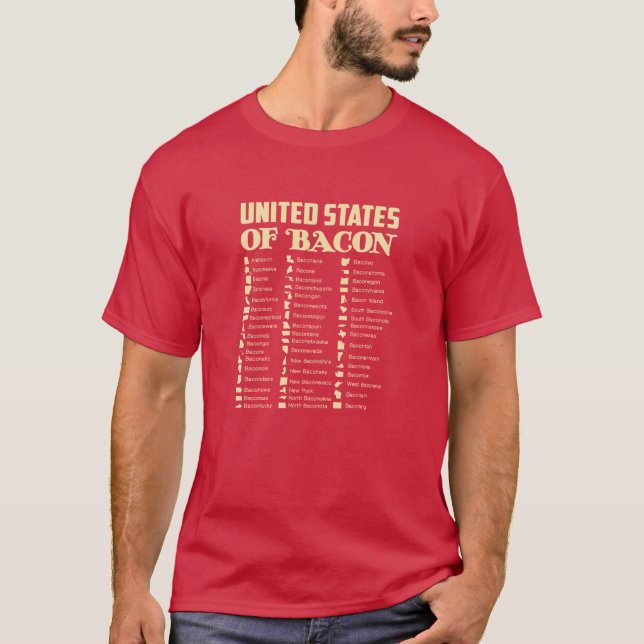 Camiseta Estados Unidos de Bacon - Chá Engraçado (Frente)