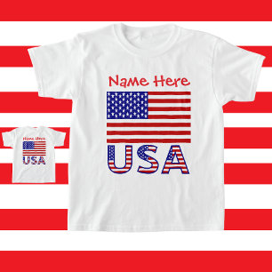 Camiseta Estados Unidos EUA América Vermelha Personalizada 