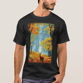 Camiseta Estag Majestosa na Floresta do outono #2