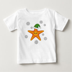 Camiseta Estaleiro do Natal Kawaii no padrão azul de búfalo