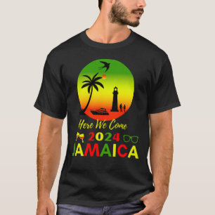 Camiseta Estamos aqui na Jamaica 2024 com bandeira jamaican
