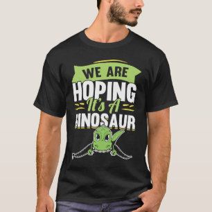 Camiseta Estamos Esperando um Anúncio de Gravidez de Dinoss