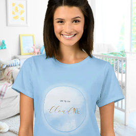 Camiseta Estamos na Nuvem 9 Azul Futura Mamãe Chá de Bebê