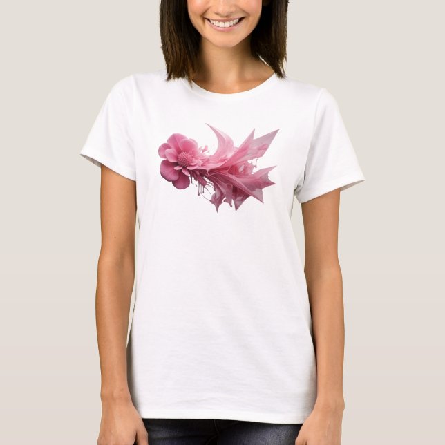 Camiseta Estampa de Flor Rosa Limpa (Frente)