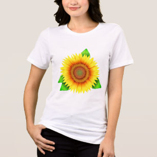 Camiseta Estampa de Girassol Brilhante Confortável