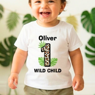 Camiseta Estampa de Leopardo Wild One Primeiro Aniversário